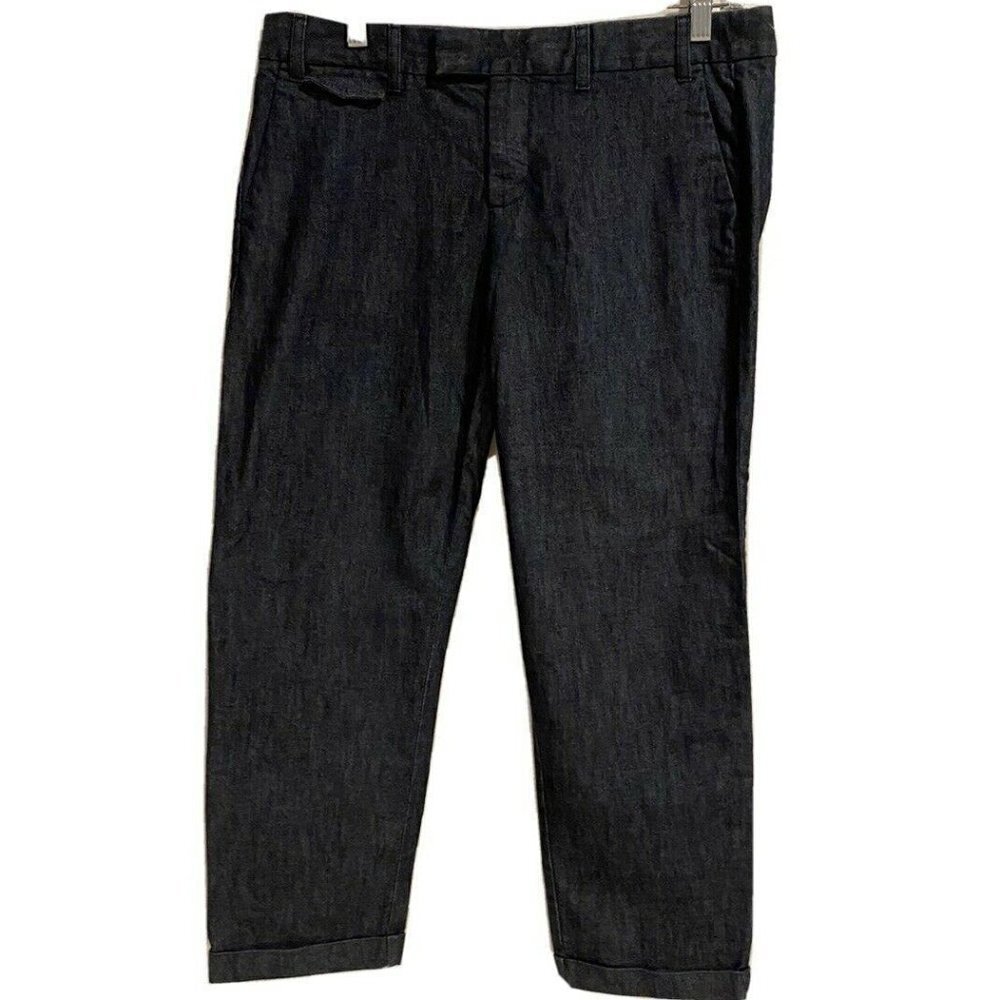 Gap Blue Denim Dark Wash Cuffed Ankle Capri Crop Jeans 8 Regular Stretch 32x25